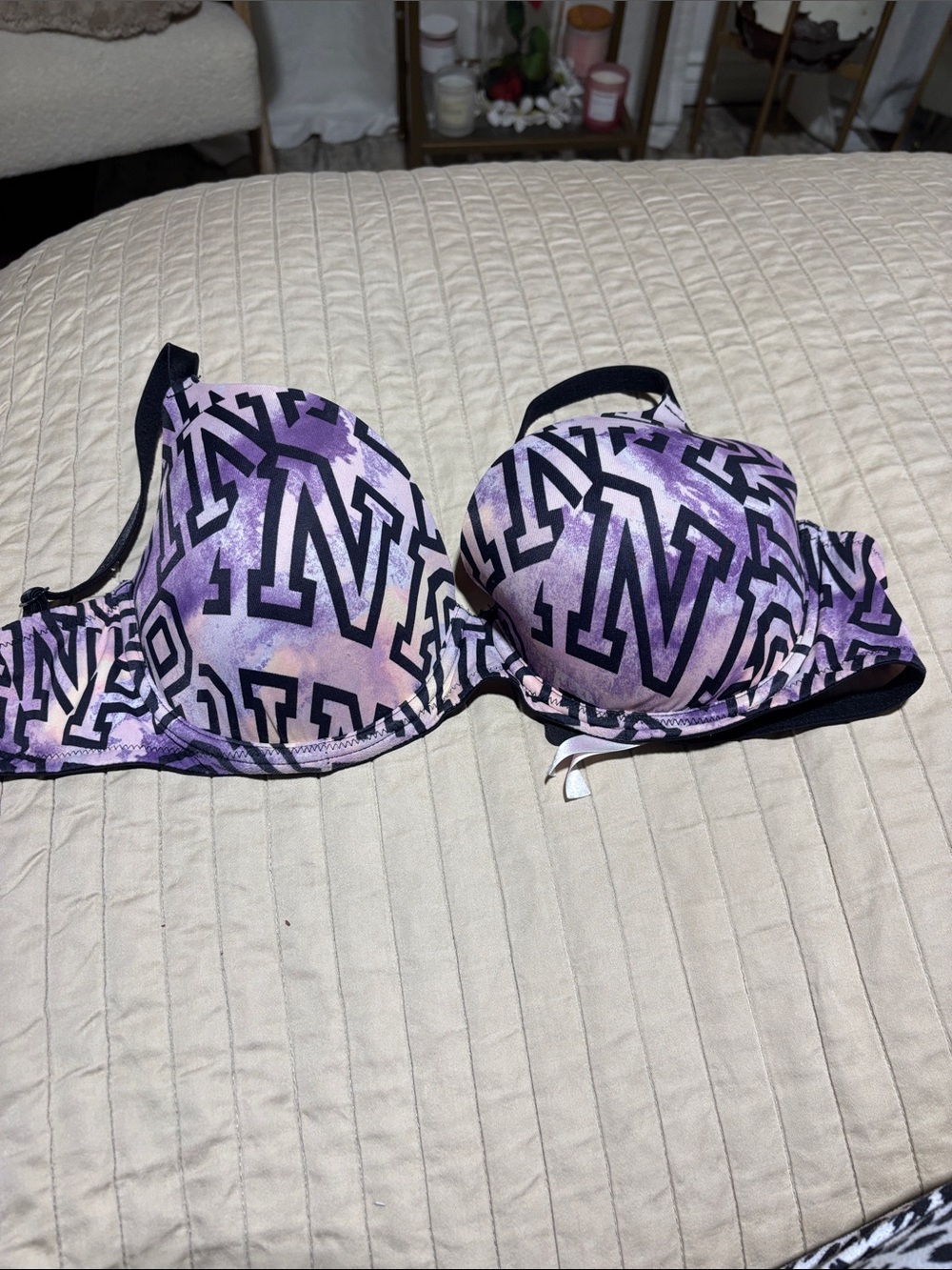 Victoria's Secret Purple Logo-Print Underwire Bra